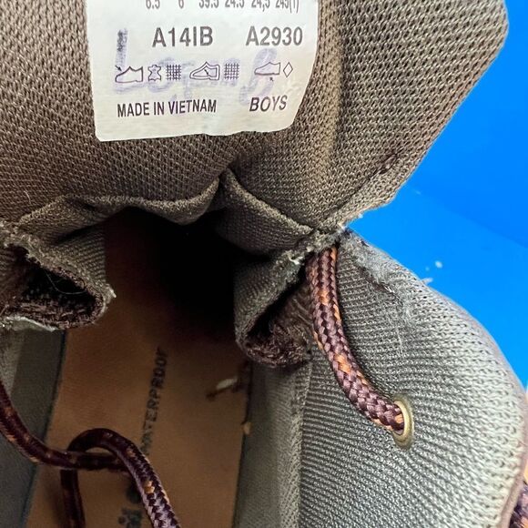 Timberland Boys Mt. Maddsen A14IB Brown Leather Lace Up Hiking Boots Size US 6.5 - Picture 6 of 6